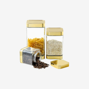 Set of 3 Large Glass Storage Jars for Kitchen